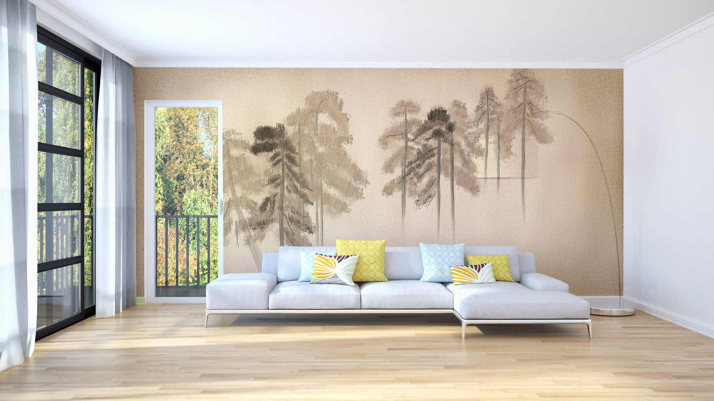 Serene forest-inspired wallpaper for decor