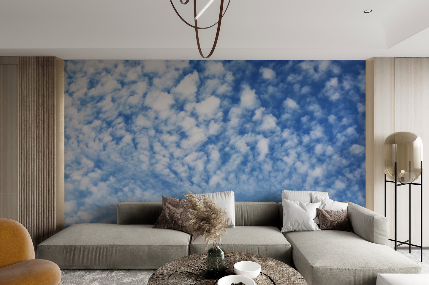Airy blue sky cloud wall mural