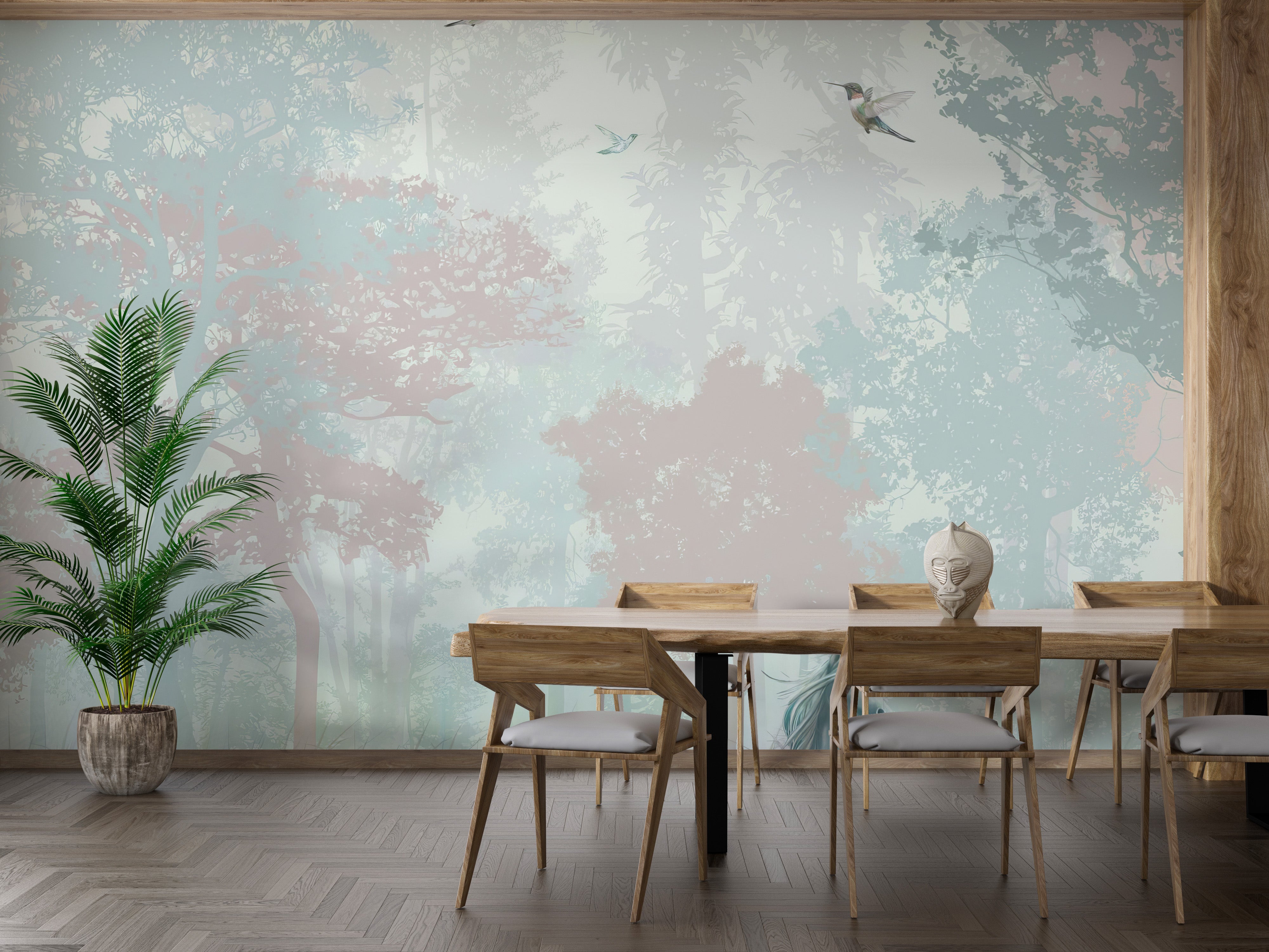 Enchanting kids mural featuring a dreamy, fairy-tale forest