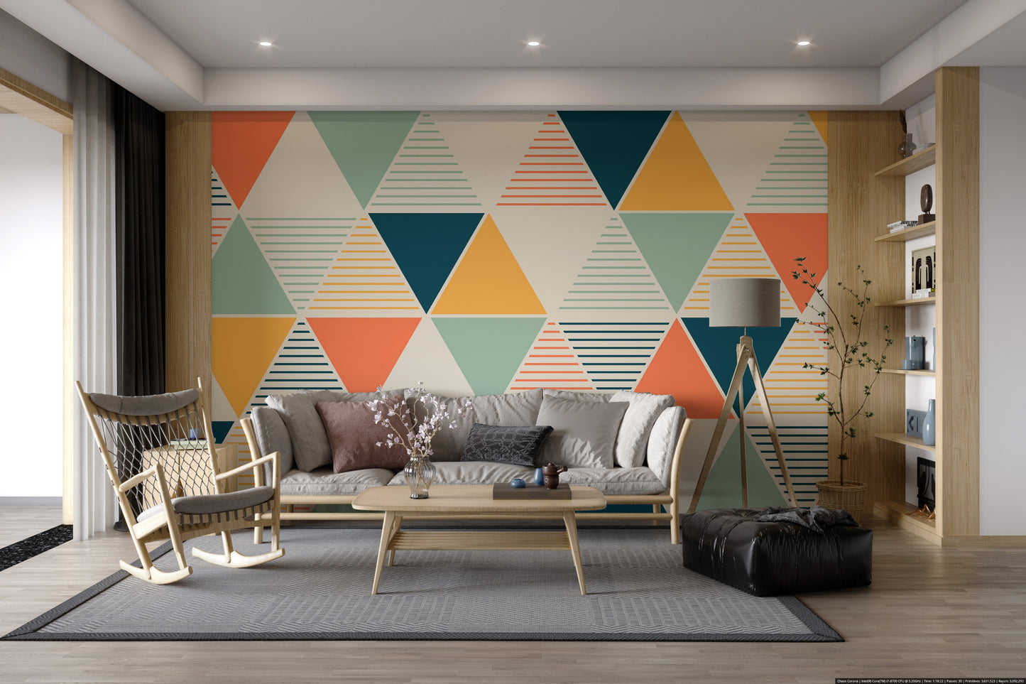 Scandinavian style geometric wallpaper for interiors