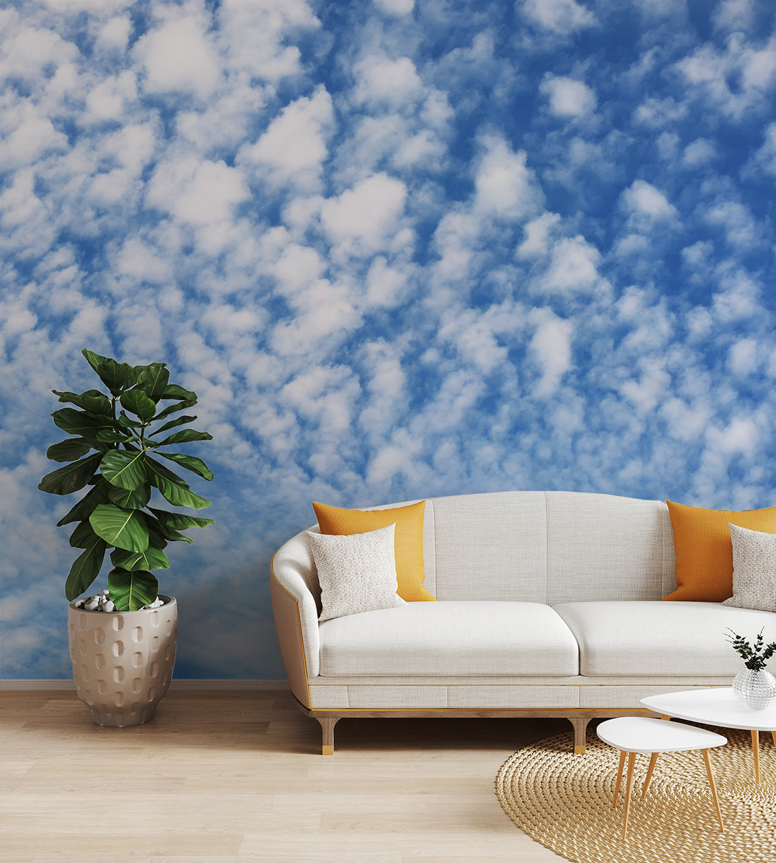 Serene sky wallpaper with fluffy clouds