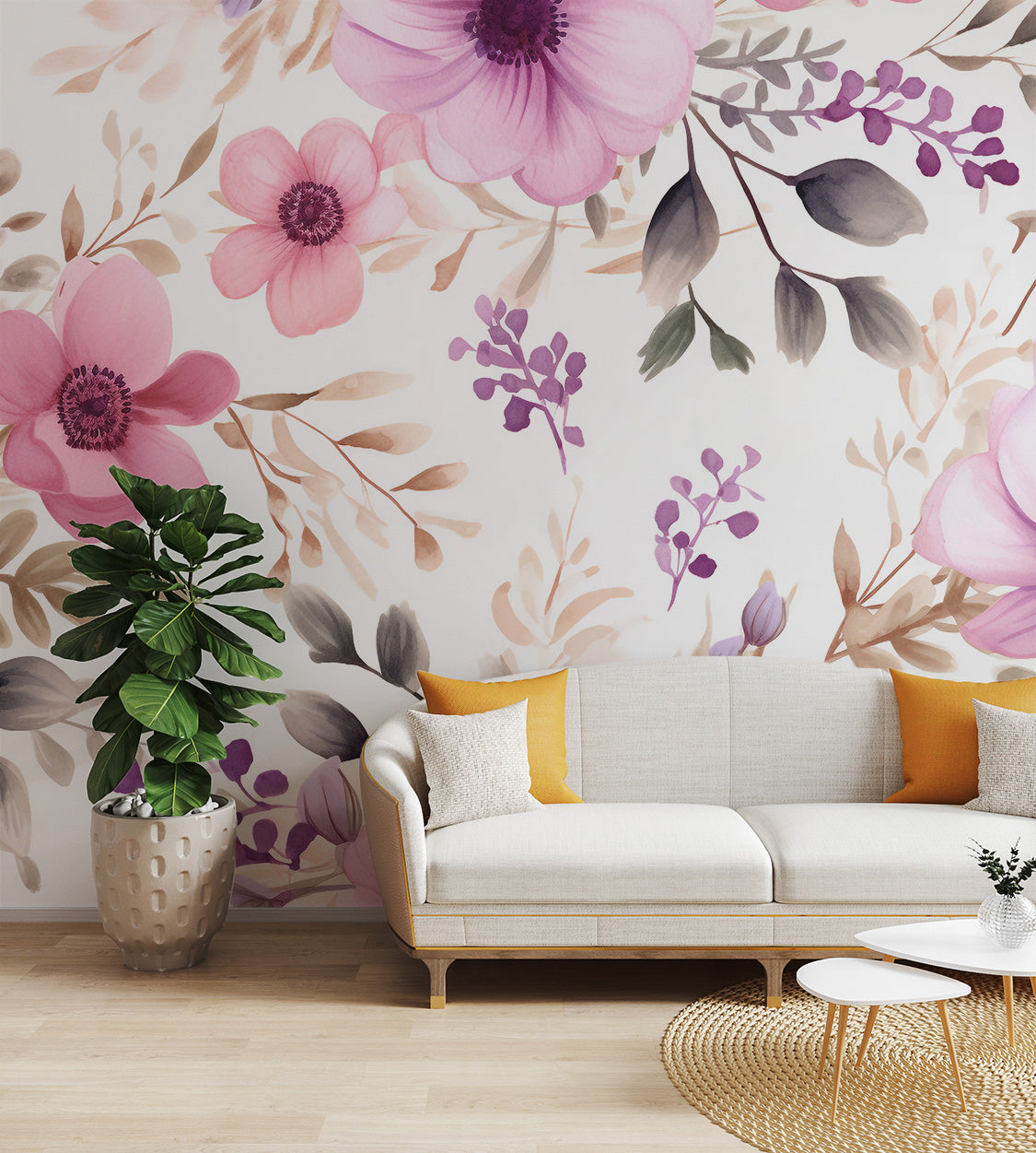 Cottagecore floral wallpaper with whimsical flower details