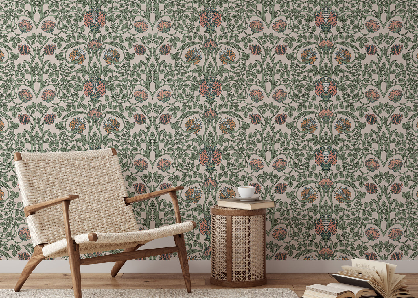 Enchanted Vintage Flower Pattern Retro Wallpaper