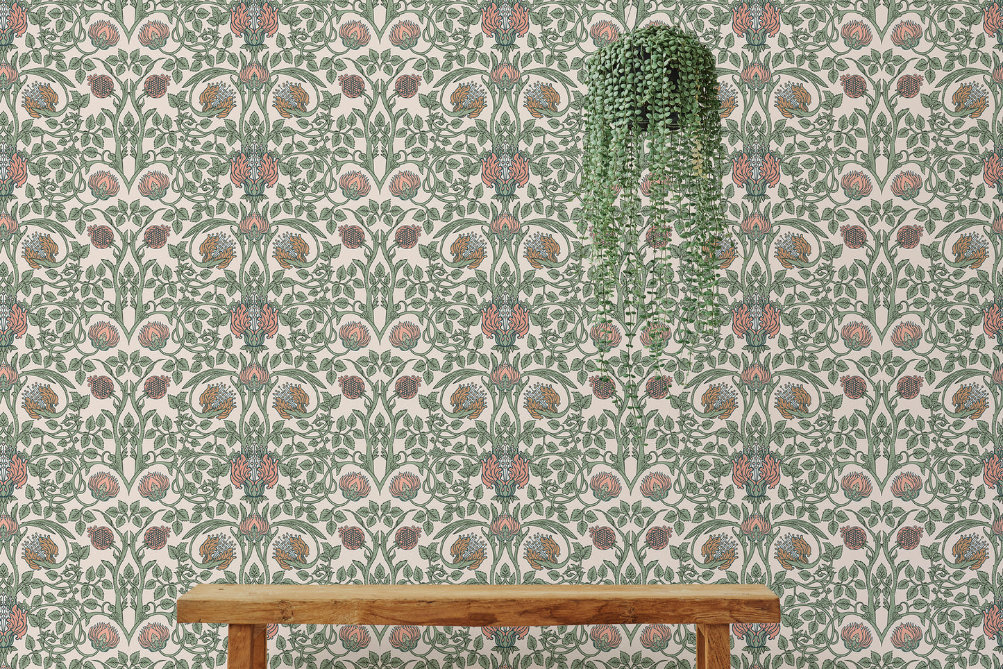 Enchanted Vintage Flower Pattern Retro Wallpaper