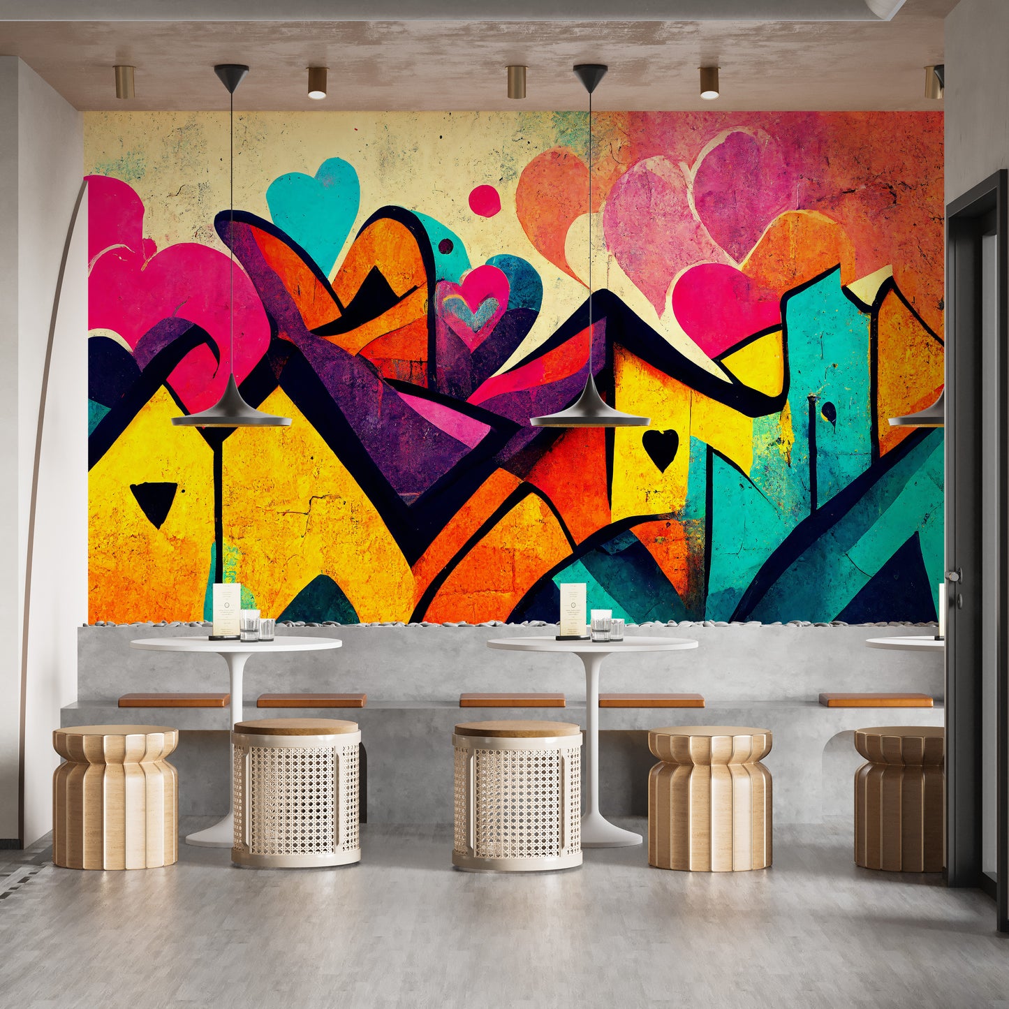 Abstract Love Graffiti Wall Mural