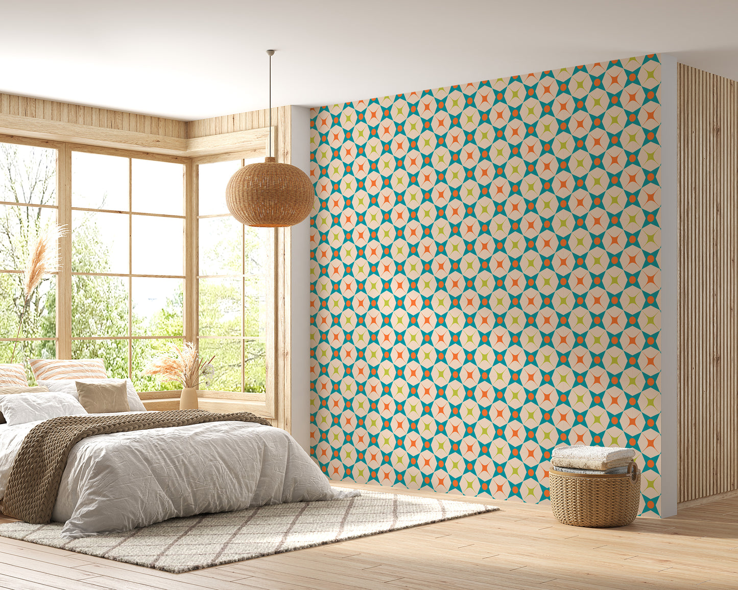 Colorful Star Design Mid Century Retro Vintage Wallpaper
