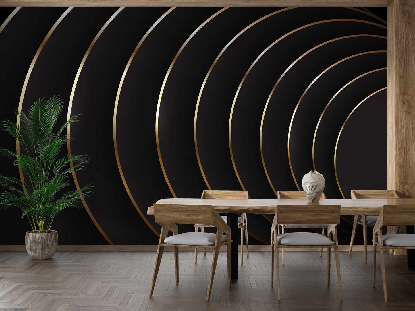 Contemporary black and gold wall covering