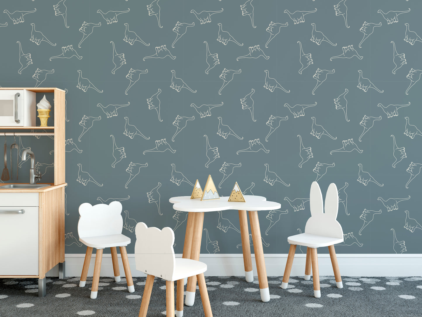 Dinosaur treasures minimal wallpaper mural