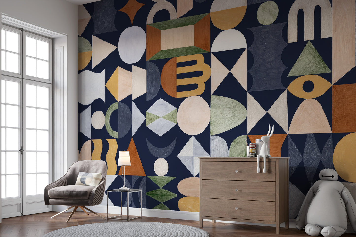Retro-themed wallpaper showcasing intricate totem patterns