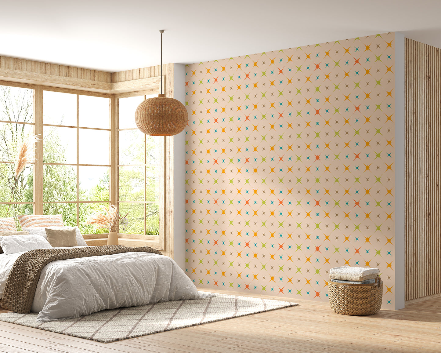 Modern Starburst Retro Wallpaper Pattern