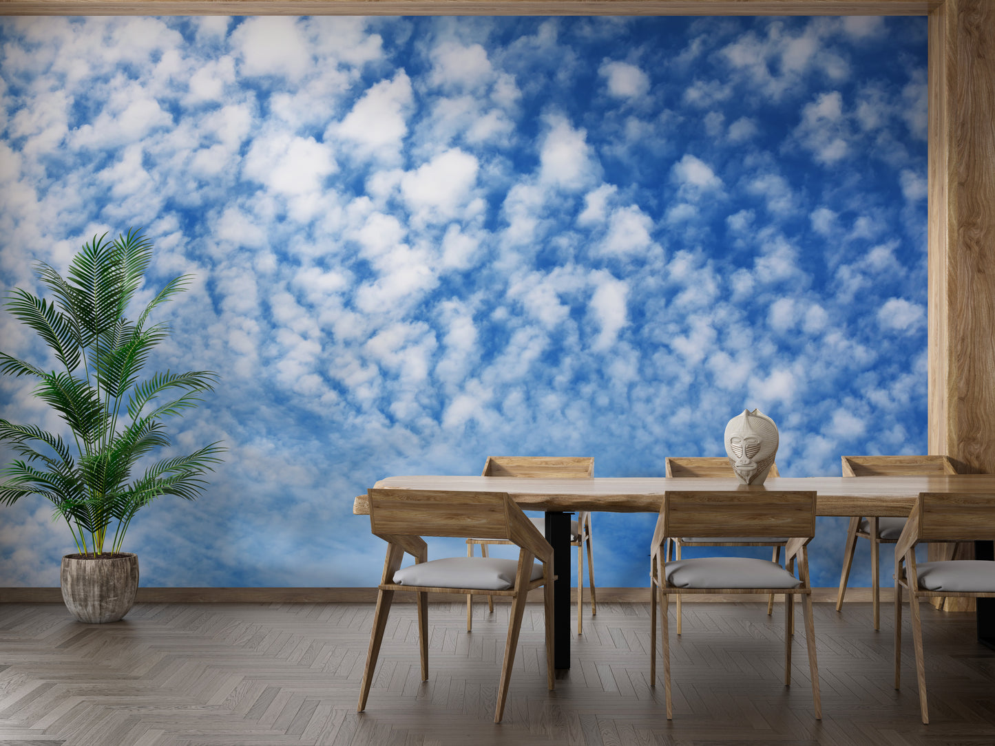 Realistic blue sky and clouds wallpaper