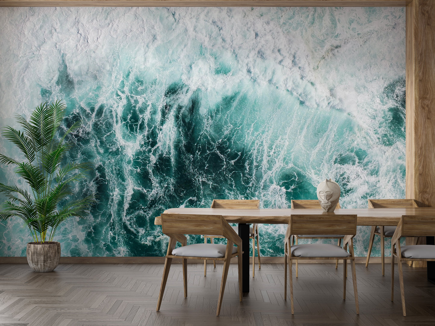 Dynamic sea wave background with aqua tones