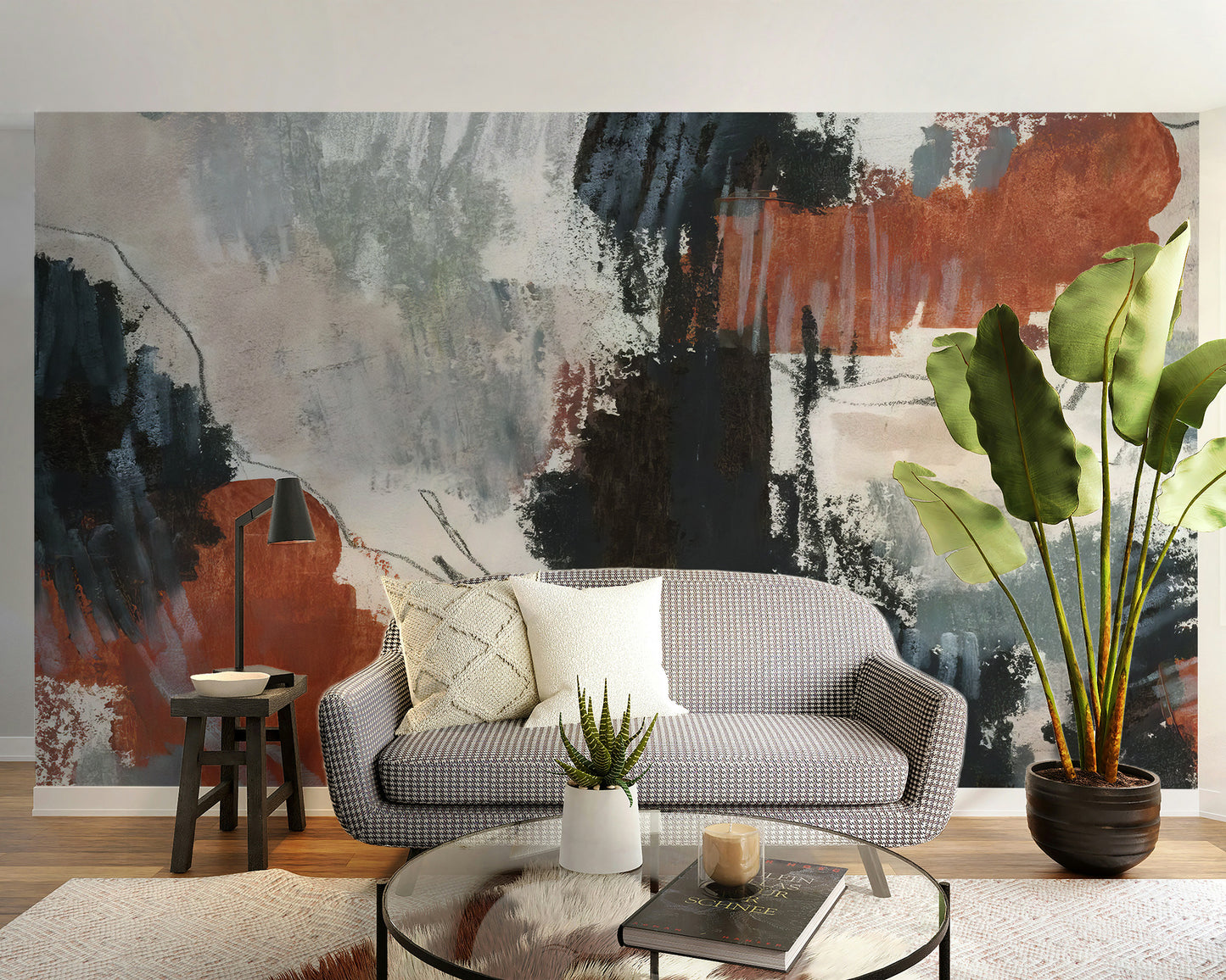 Artistic color mural with creative painted effects and textures