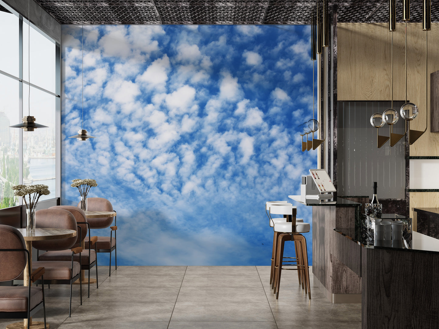 Cloud pattern wallpaper with blue hues