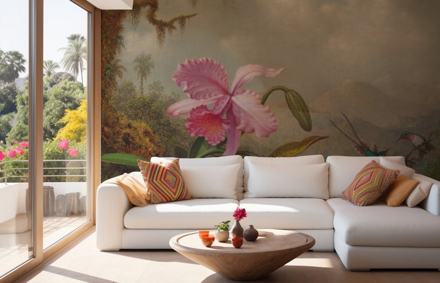 Graceful pastel flower wall art mural