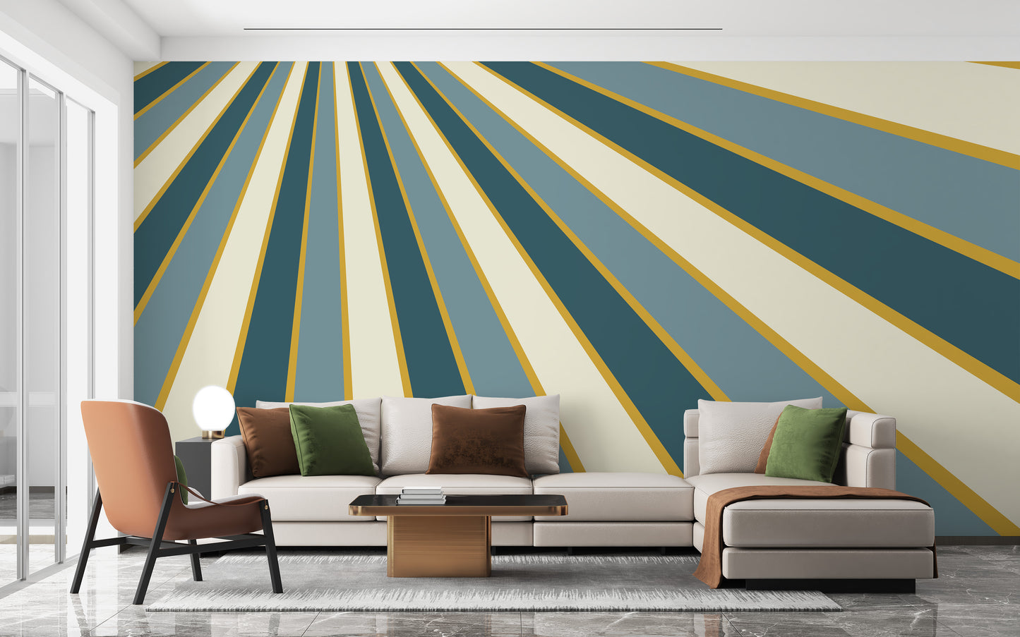 Artistic abstract striped wallpaper mural