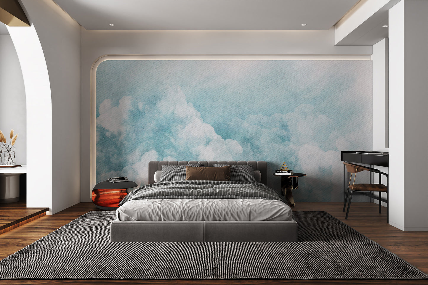 Blue abstract wallpaper with cloud patterns