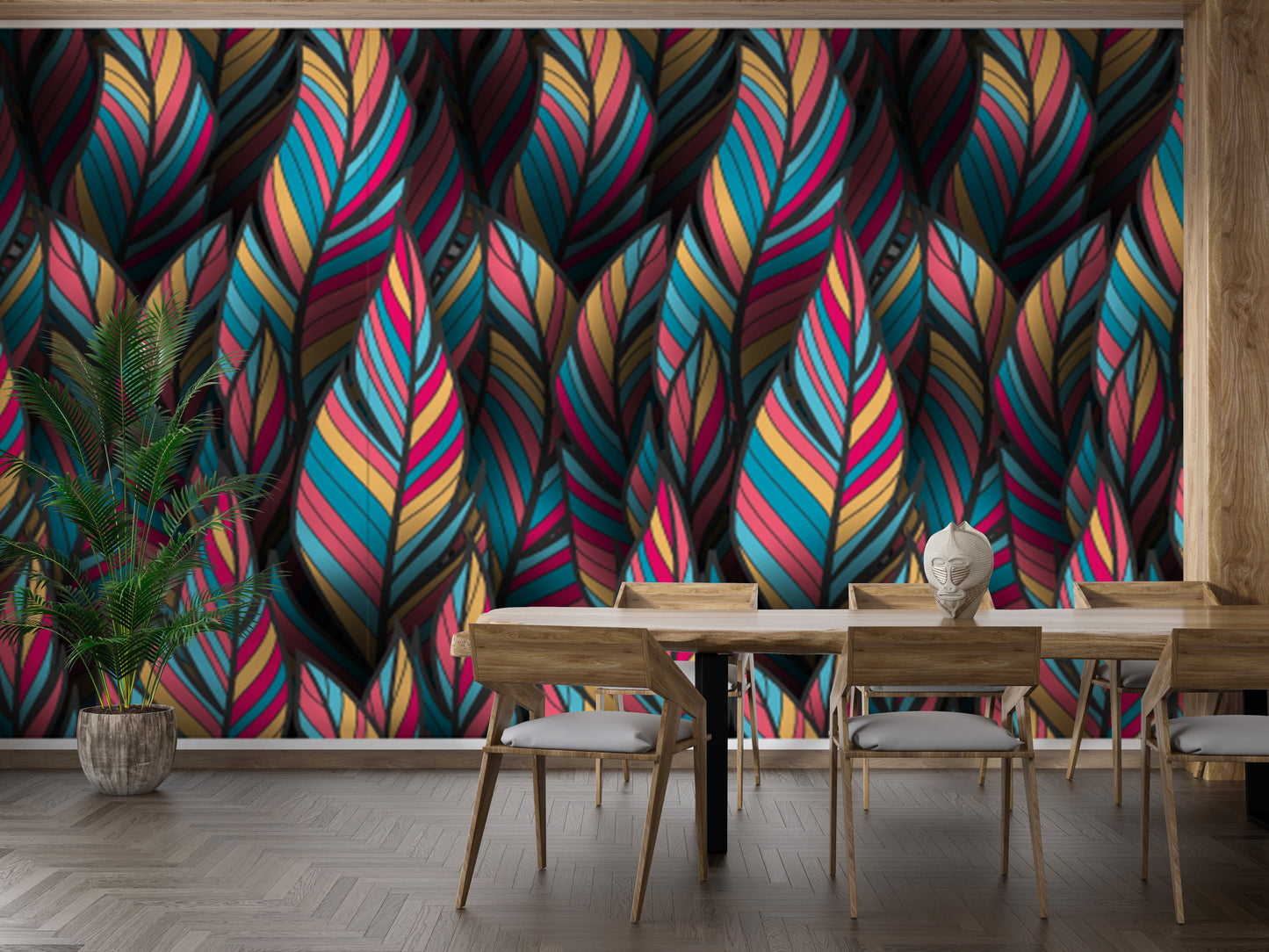 Tropical foliage wallpaper mural beauty