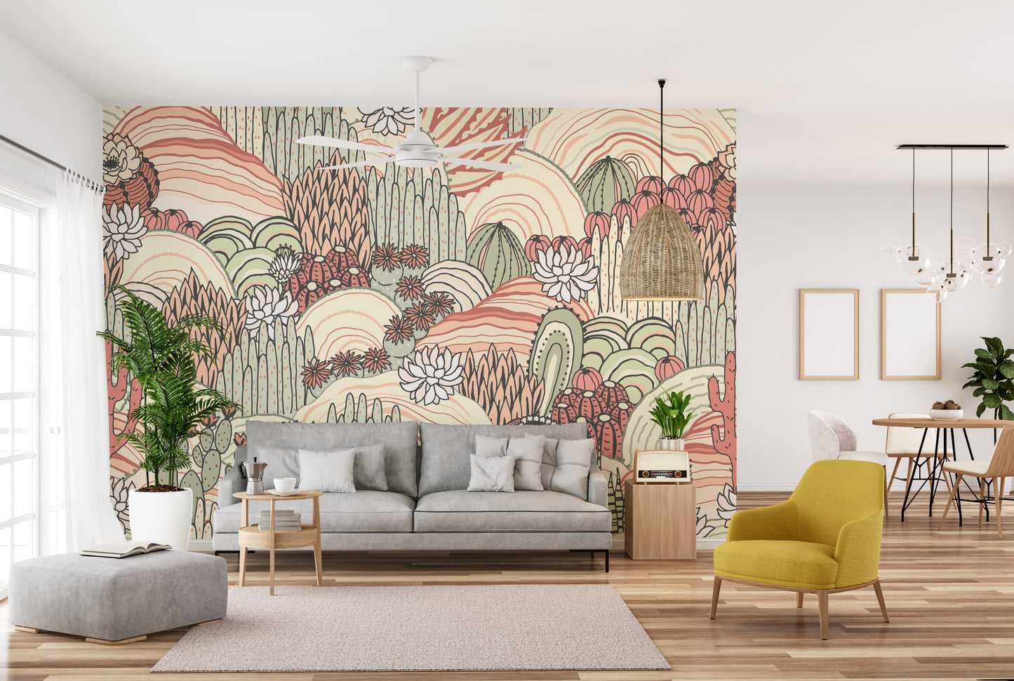Green tropical wallpaper nature mural