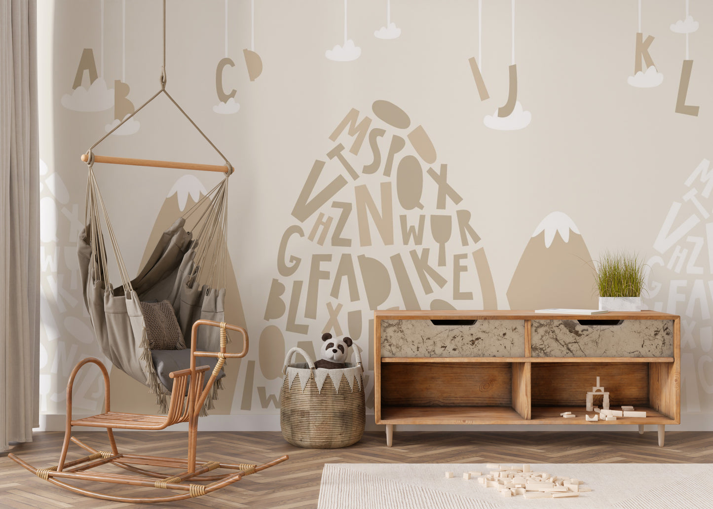 Scenic brown mountain peak wallpaper mural
