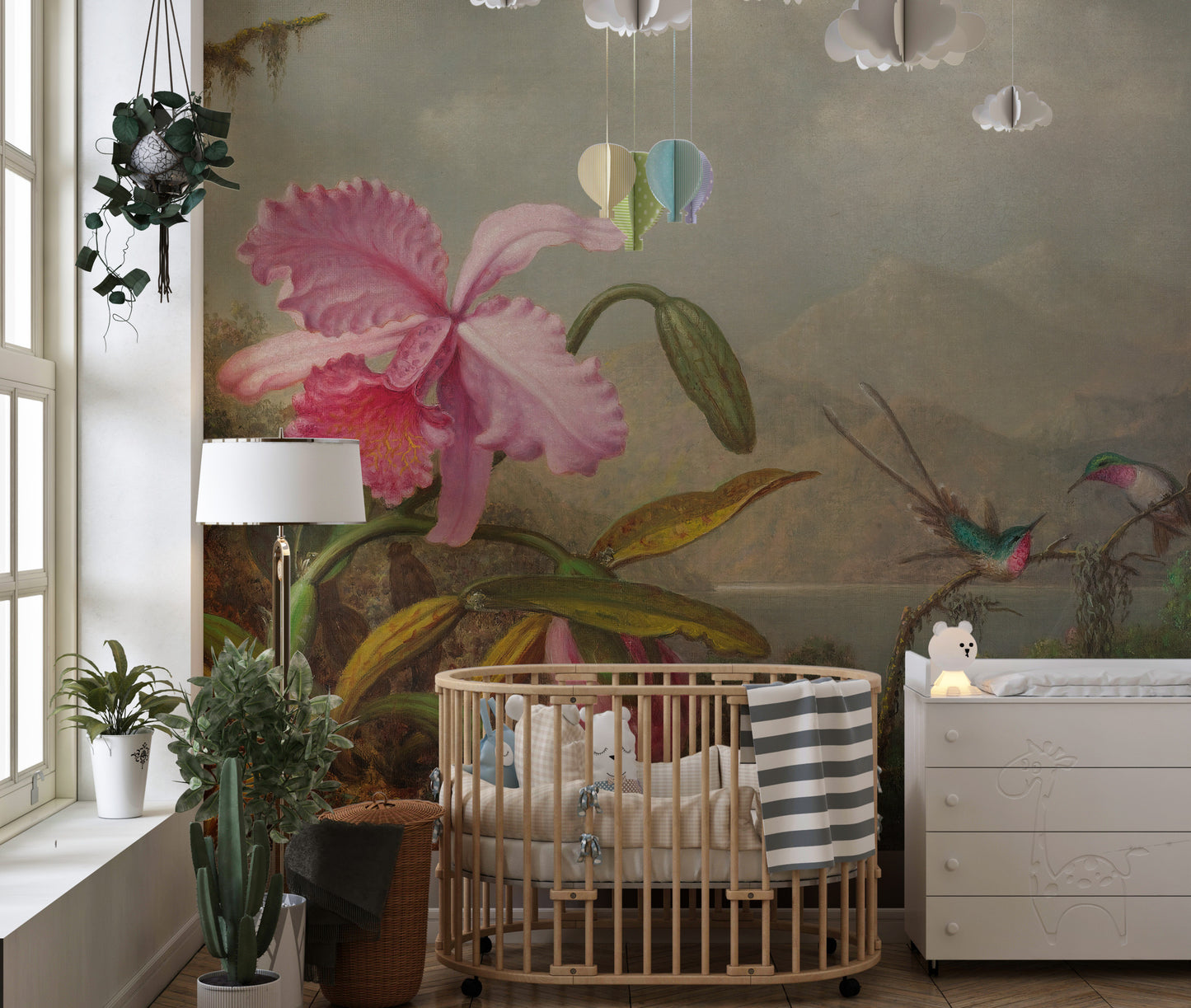 Soft pastel floral wallpaper for decor