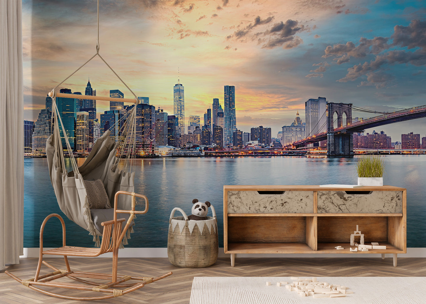 City Lights Manhattan Wall Mural for Rooms