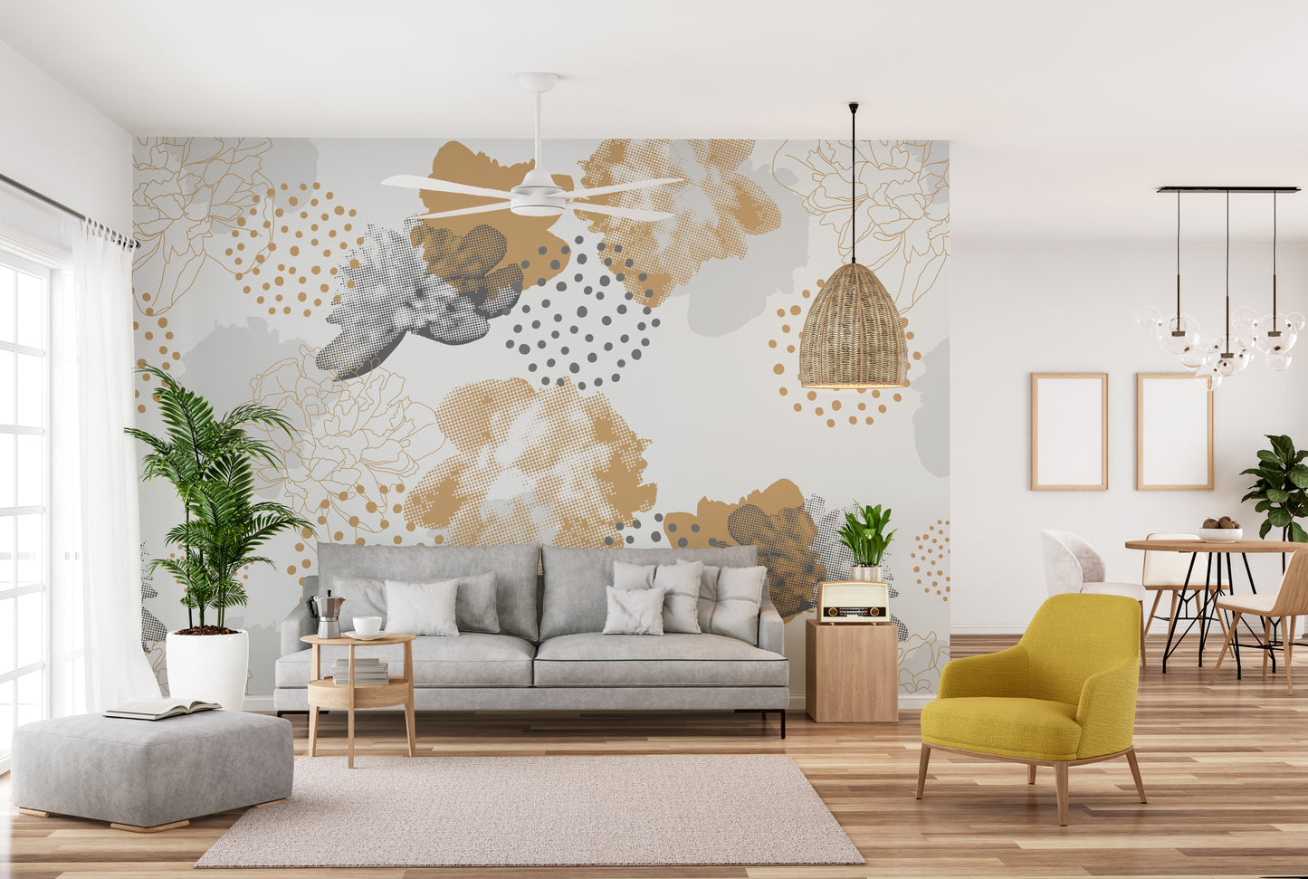Elegant floral wallpaper mural for walls
