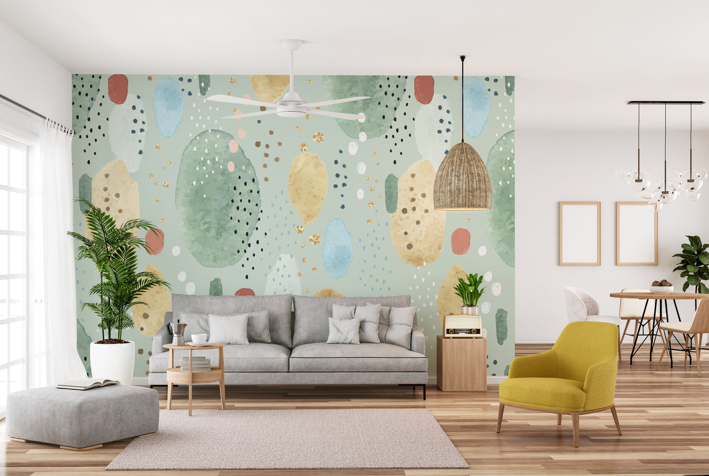 Nature-inspired green wallpaper mural decor