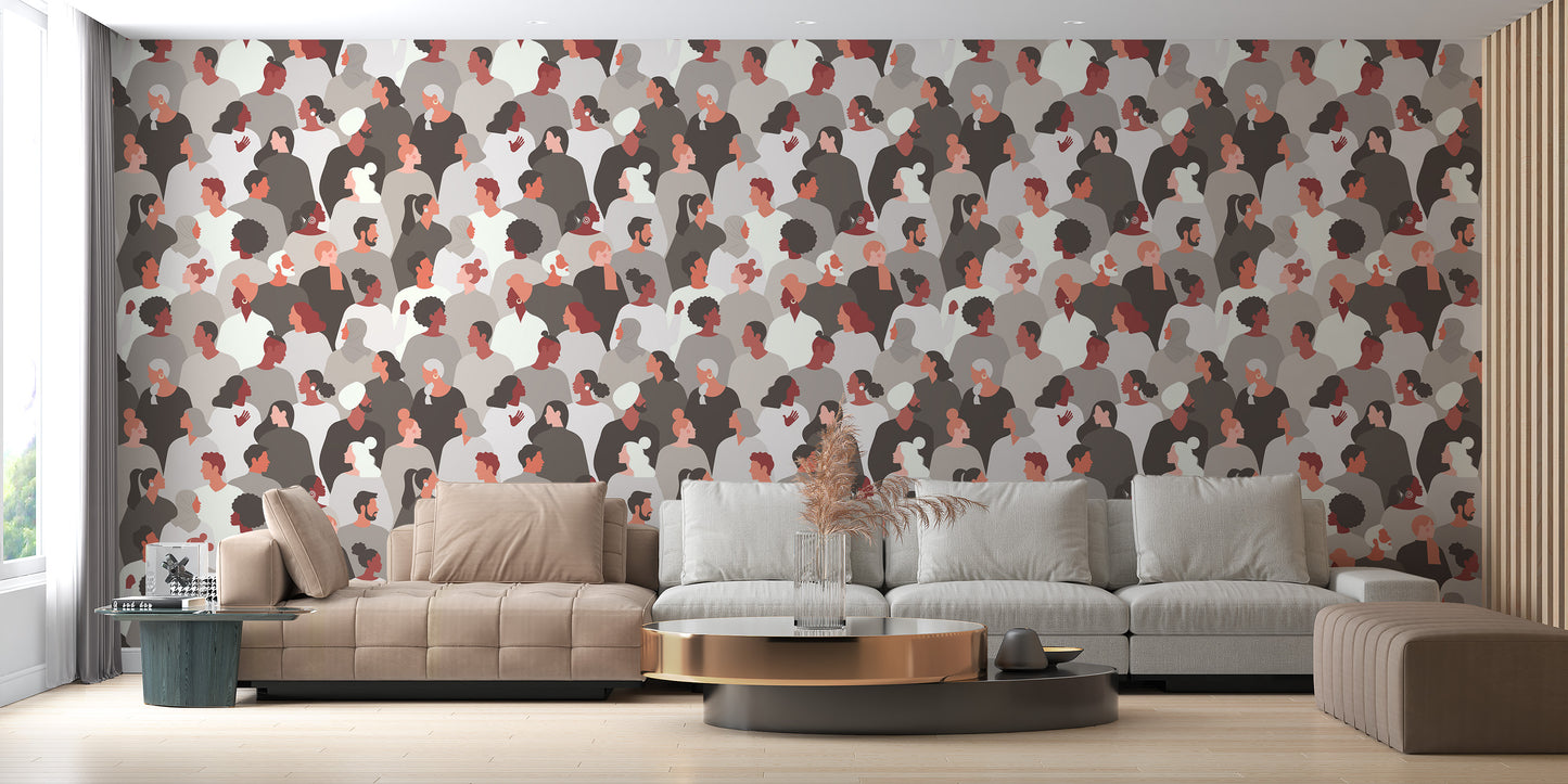 Bold cultural melange mural for wall accents
