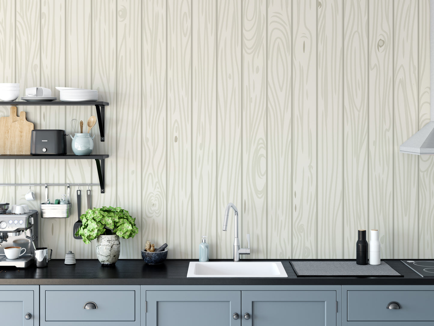 Warm oak wood mural for cozy wall design