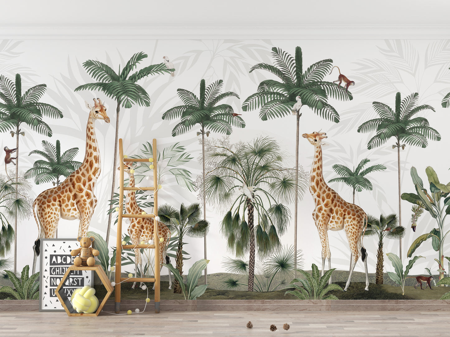 Elegant wallpaper showcasing gracious giraffes in nature.