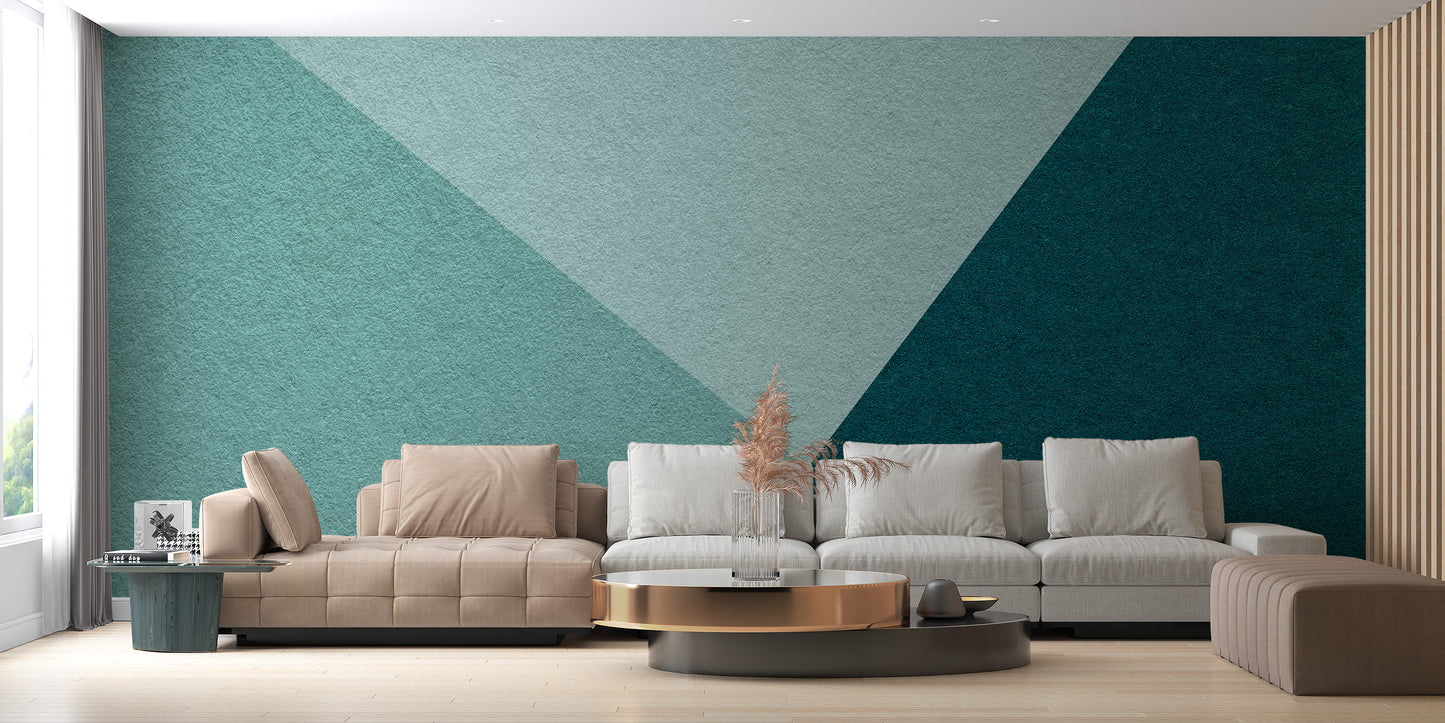 Emerald hues mural for modern geometric design
