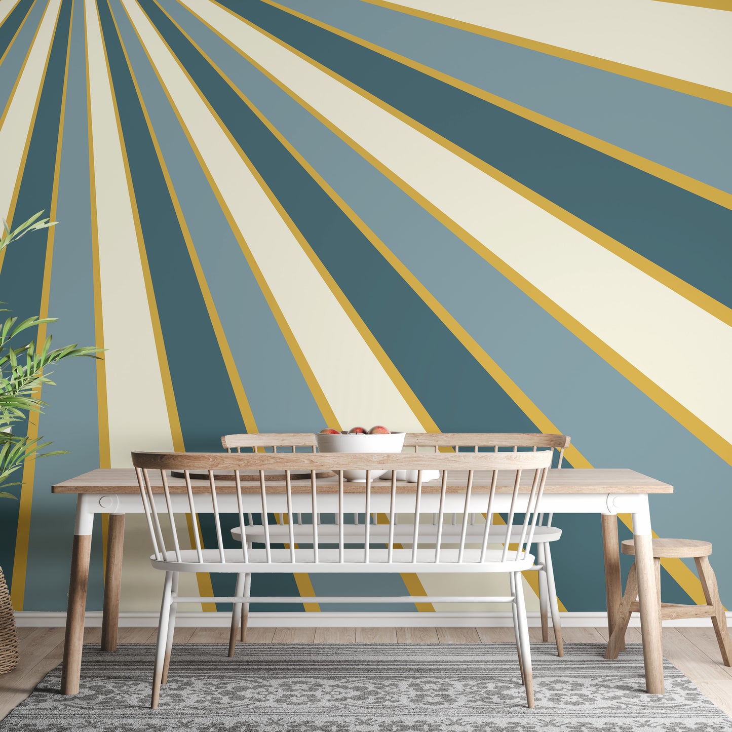 Modern striped pattern wallpaper mural design