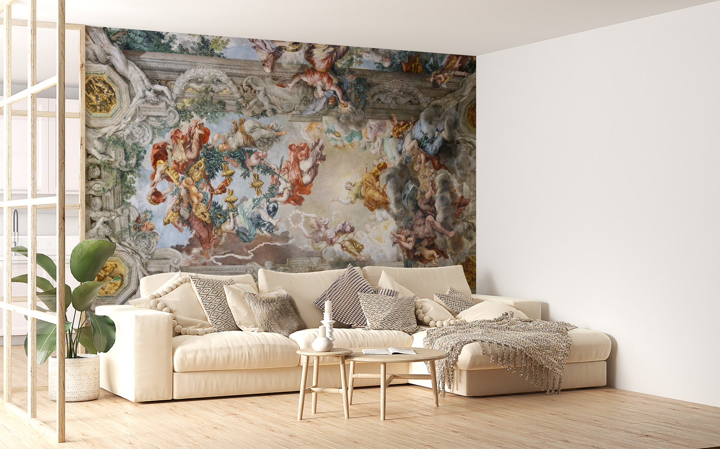 Stylish Baroque heaven mural for grand spaces