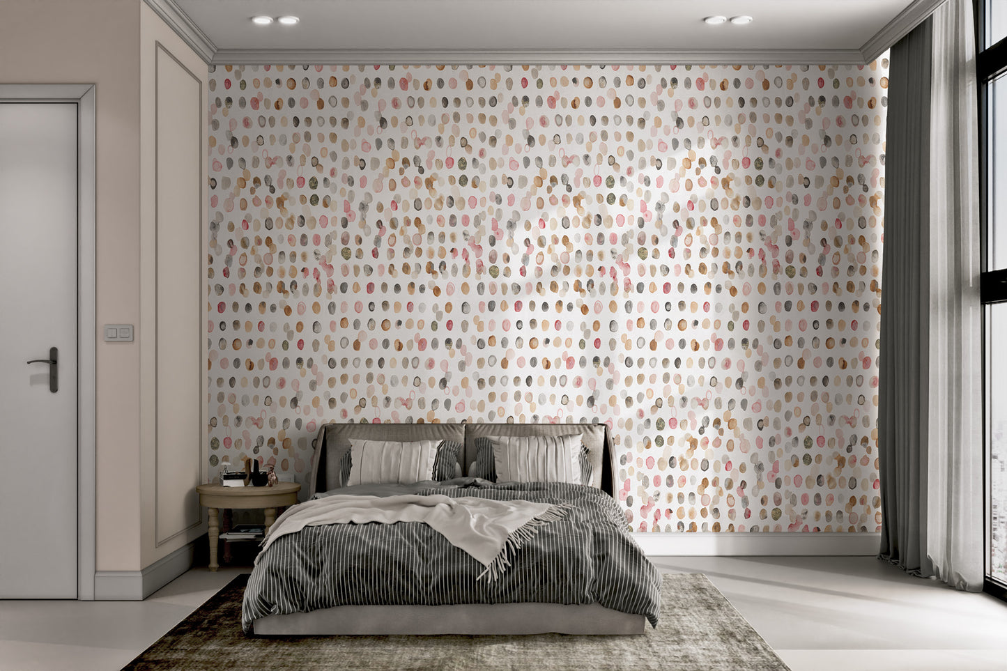 Watercolor Polka Dot Neutral Wallpaper