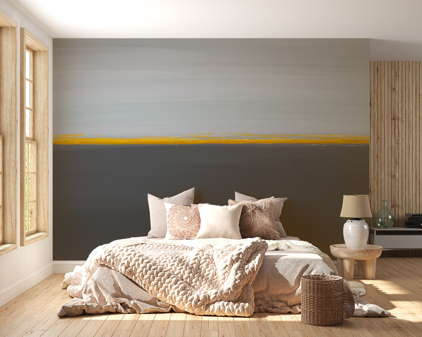 Warm and inviting golden horizon wallpaper.