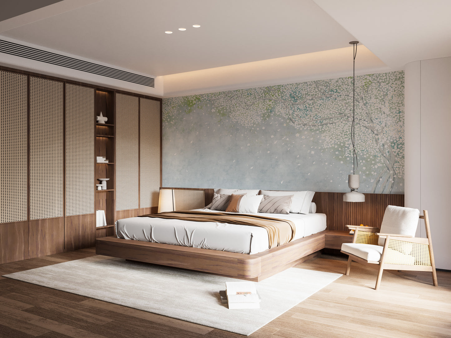 Scenic vintage arbor wallpaper for interiors.
