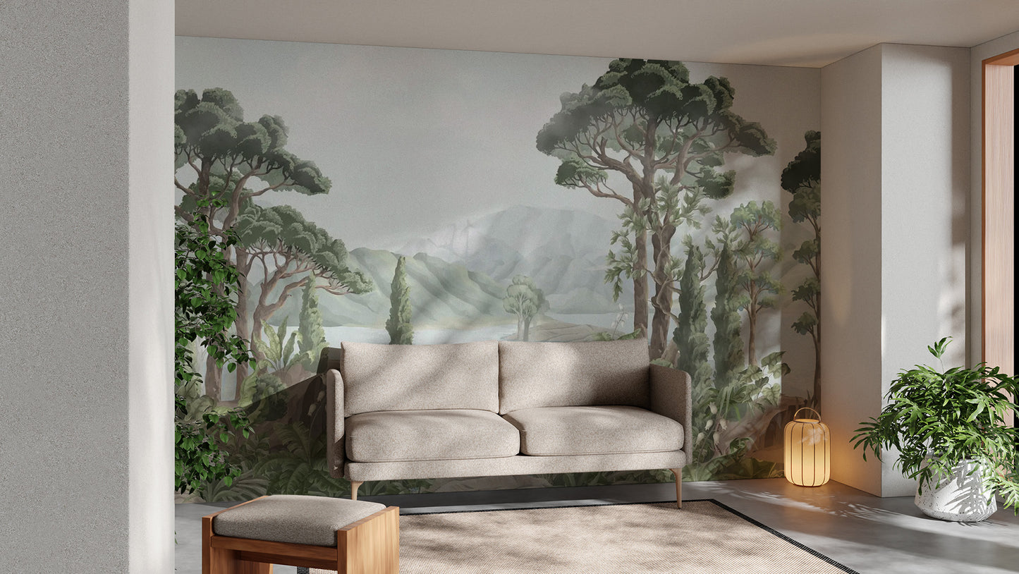 Exotic jungle landscape mural for dynamic room designs