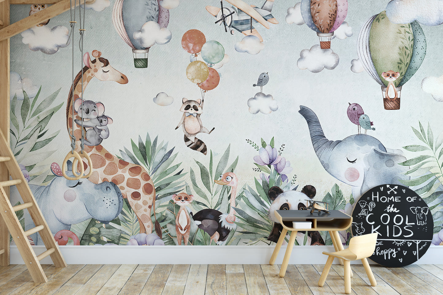 Textured wildlife art mural for interiors