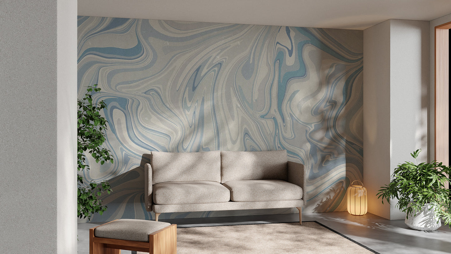 Scenic blue misty Klint mural for soothing interiors