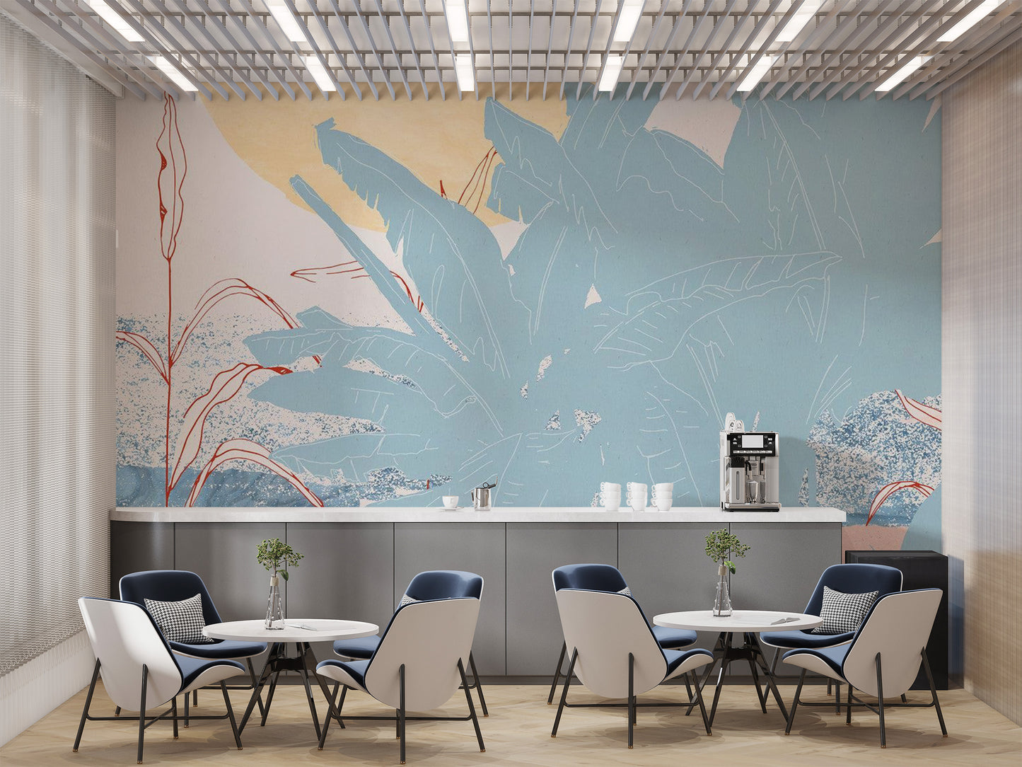 Miami moon tropical mural for serene and stylish walls