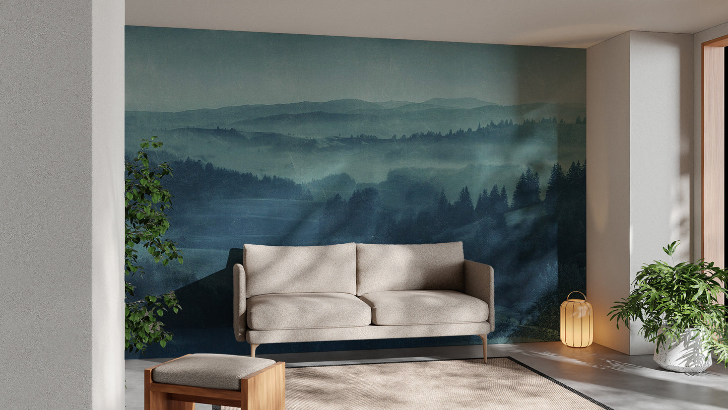 Decorative blue twilight mural for a soothing ambiance