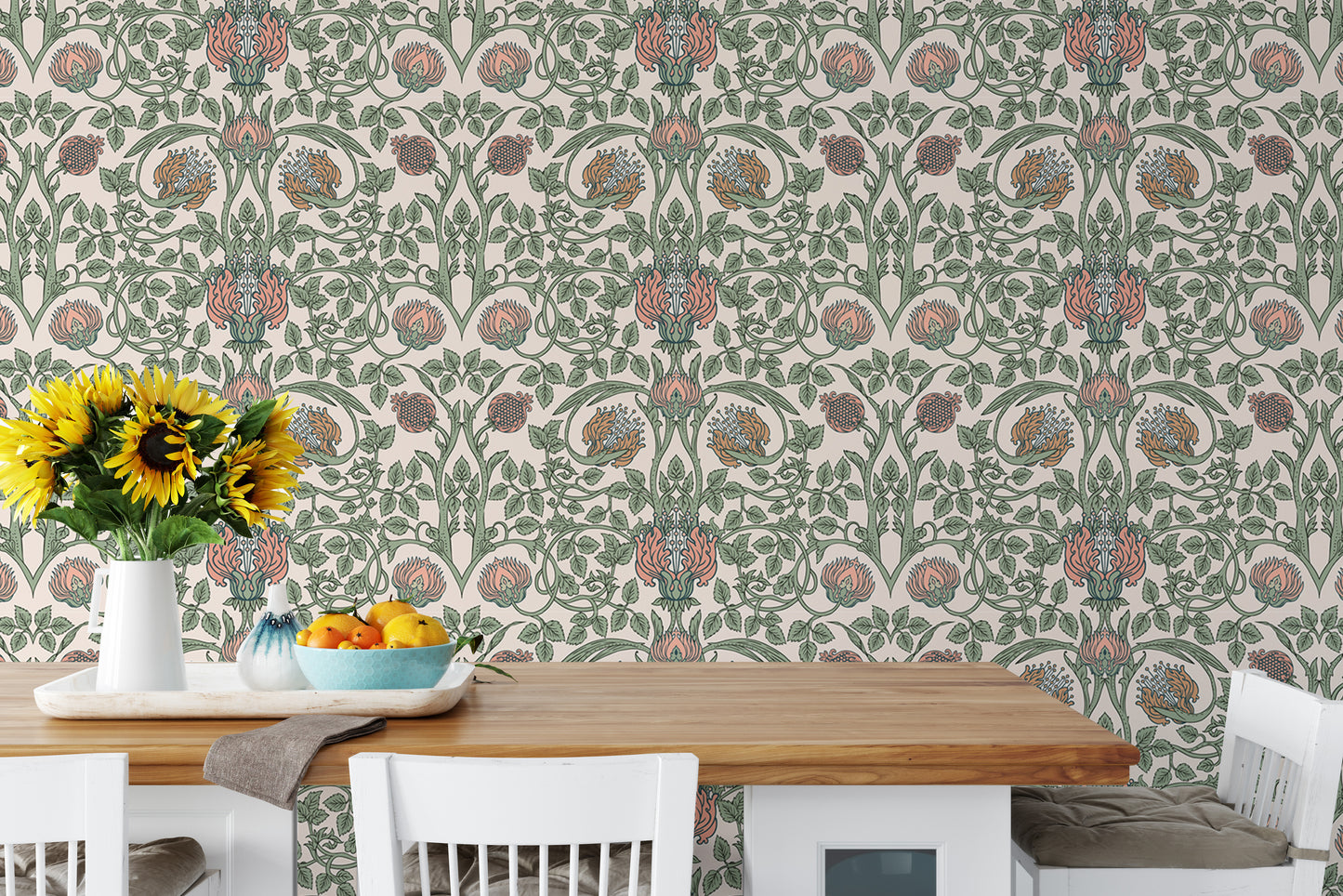 Enchanted Vintage Flower Pattern Retro Wallpaper