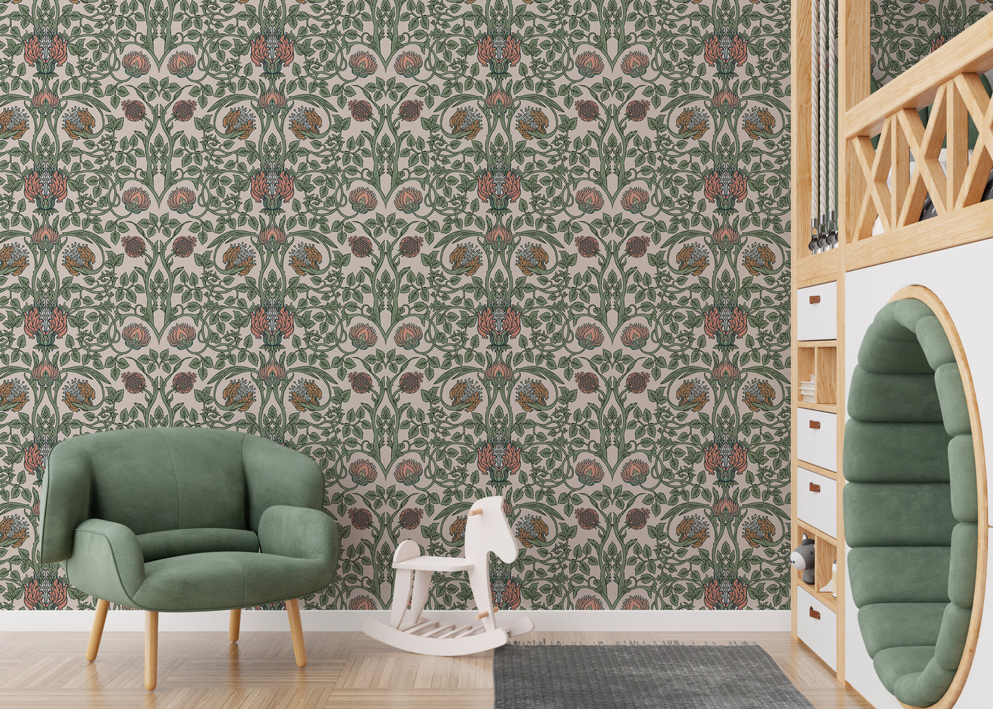 Enchanted Vintage Flower Pattern Retro Wallpaper