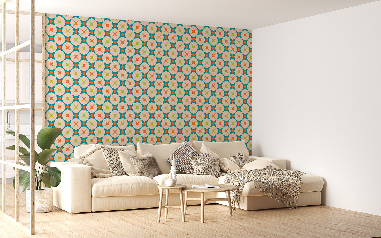 Colorful Star Design Mid Century Retro Vintage Wallpaper