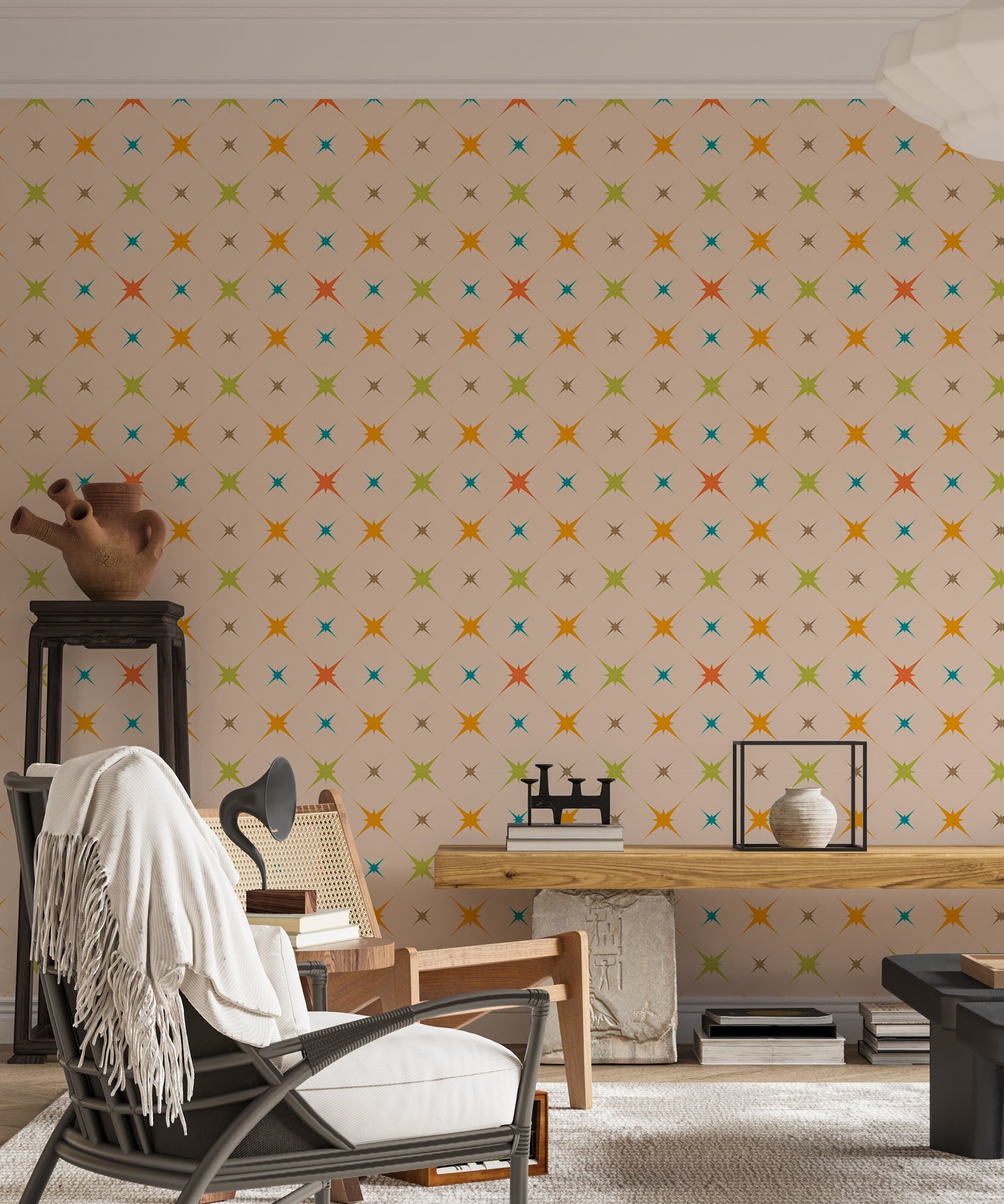 Colorful Retro Starburst Wallpaper Mural