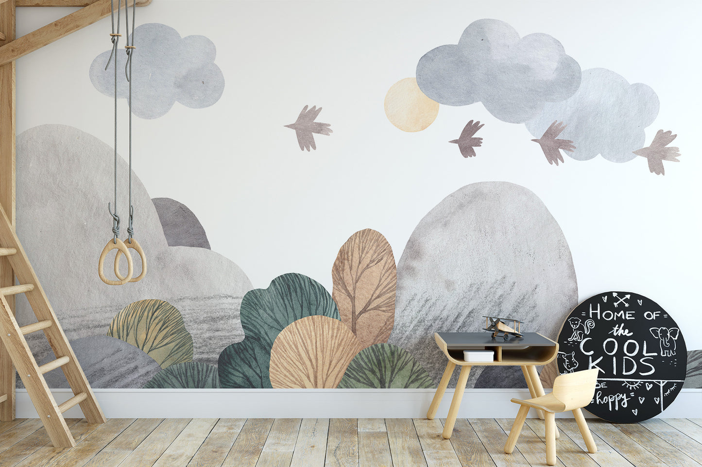 Nature abstract mural for serene home decor