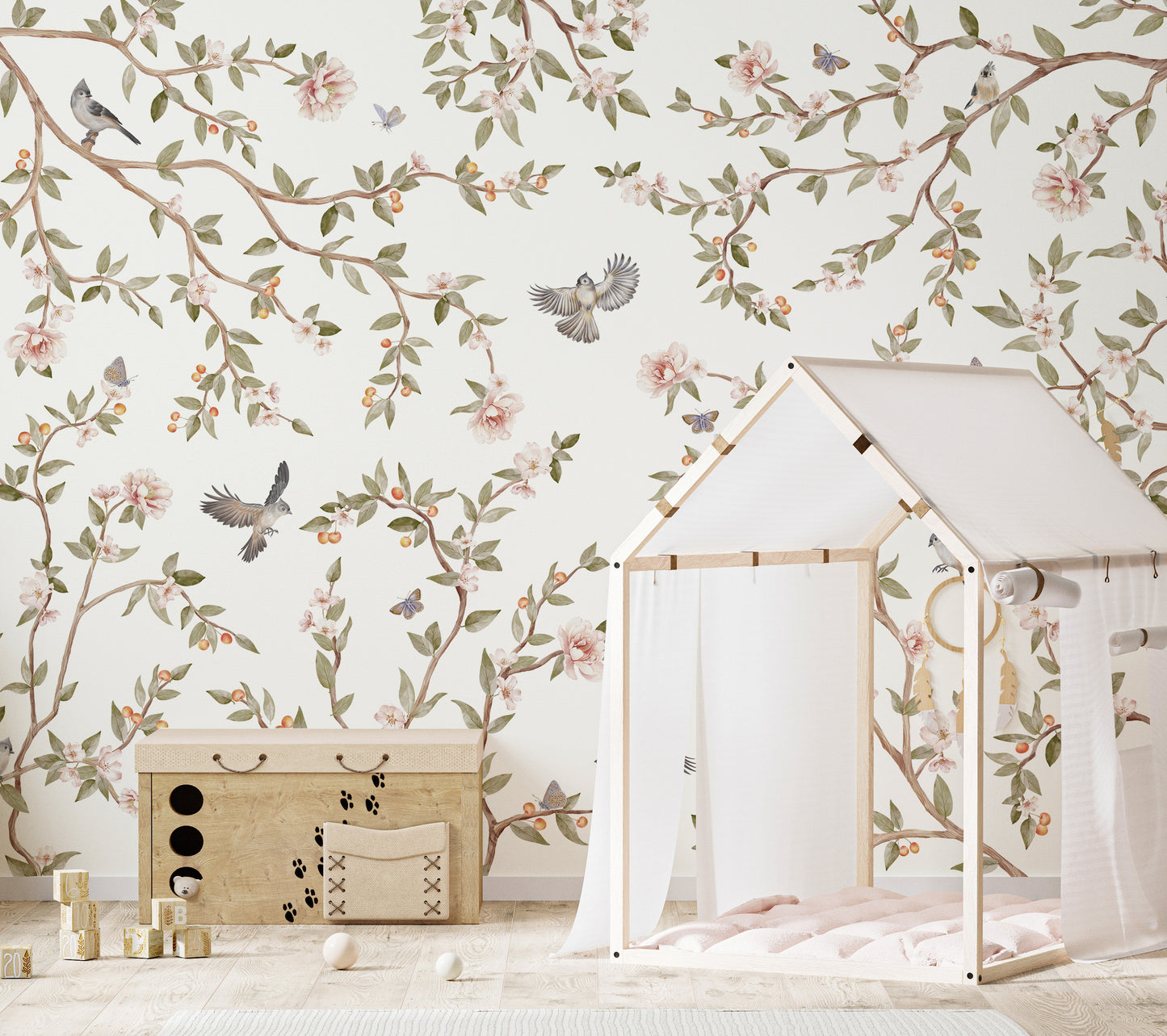 Summer Roses wallpaper creates a serene floral ambiance.