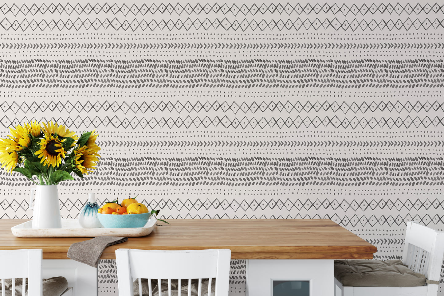 Trendy Boho Abstract Watercolor Ethnic Wallpaper
