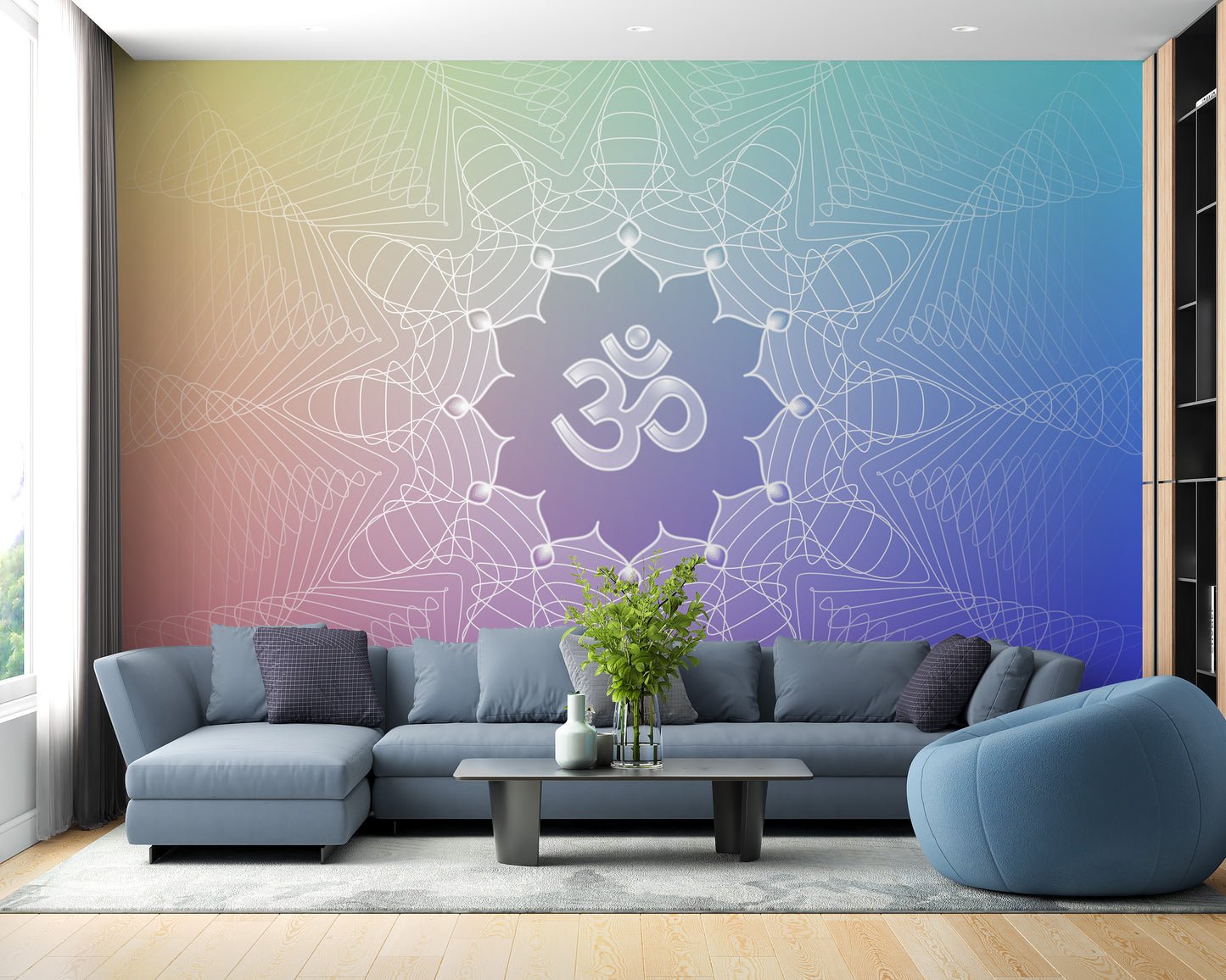 Calming Om lotus energy wallpaper design